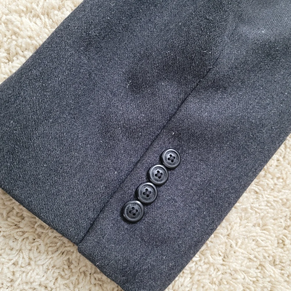 London Fog Men's 46R Wool Blend Gray Long Dress Coat Overcoat Topcoat Career